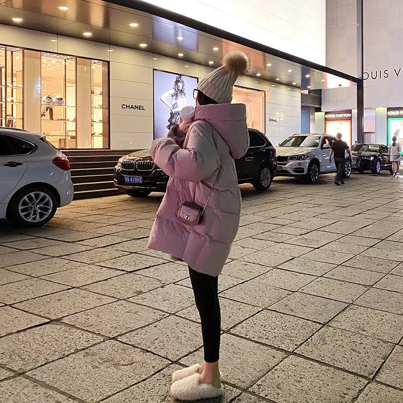 Women Winter Parkas Coat New Korean Female Cotton-Padded Jacket Loose  Profile Thick Winter Mid-Length Bread Jacket