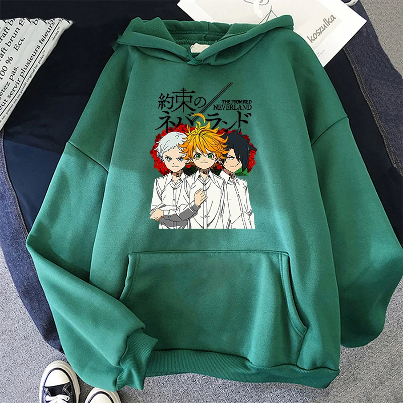 

Winter Warm Promised Neverland Unisex Hoodie Thickening Fashion Anime Print Long Sleeve Student Hooded Loose Pullover Sweatshirt