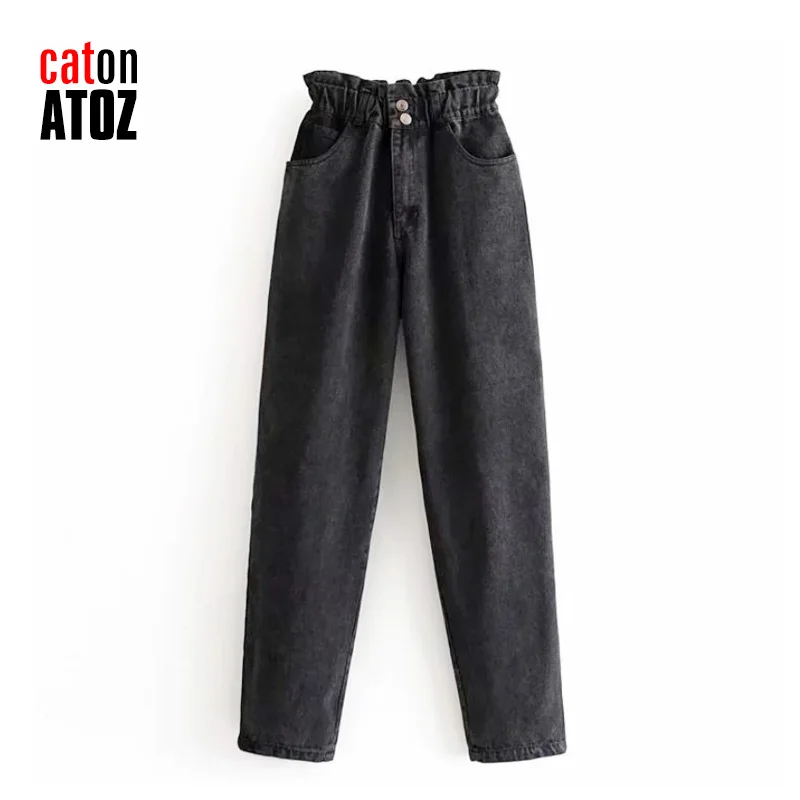 

catonATOZ 2306 Stretch Waist Female Jeans Pants 2020 High Waist Harem Pants Trousers Woman Casual Streetwear Denim Mom Jeans
