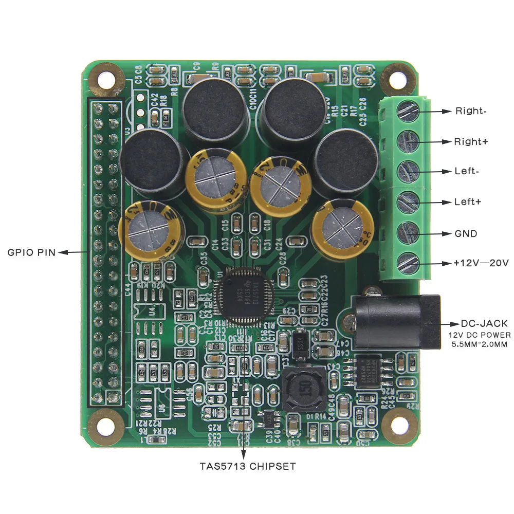 Плата расширения усилителя Raspberry Pi HIFI аудио модуль для 4 Model B / 3B 2B +|raspberry pi hifi|raspberry