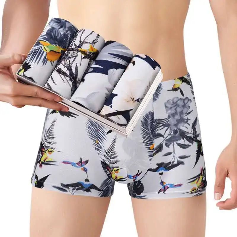 

4Pcs/lot Men Underwear Cotton Boxer Men Underpants Comfortable Breathable Men's Panties Underwear Trunk Boxershorts Man Boxer