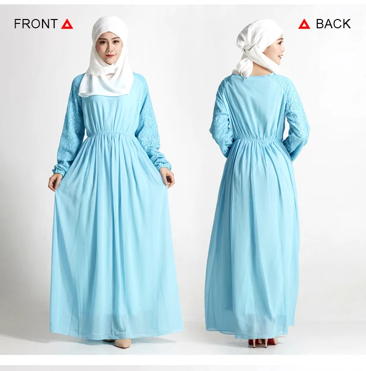 Женская длинная юбка из шифона однотонное кружевное платье в мусульманском