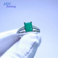 mh s925 silver 100 natural zambia emerald stone retro elegant classics noble ring engagement gift for women mom fine jewelry