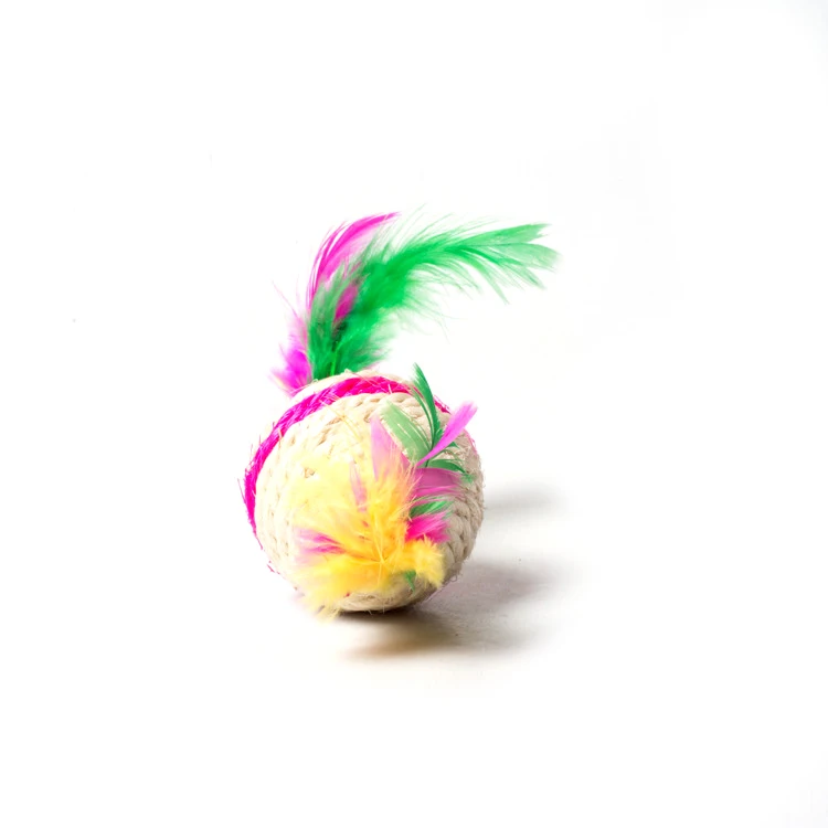 Diameter 5.5 cm Lightweight Cat Toys Feather Ball Kitten Nice Looking Design Nip Scratch Supplies Pet Products | Дом и сад