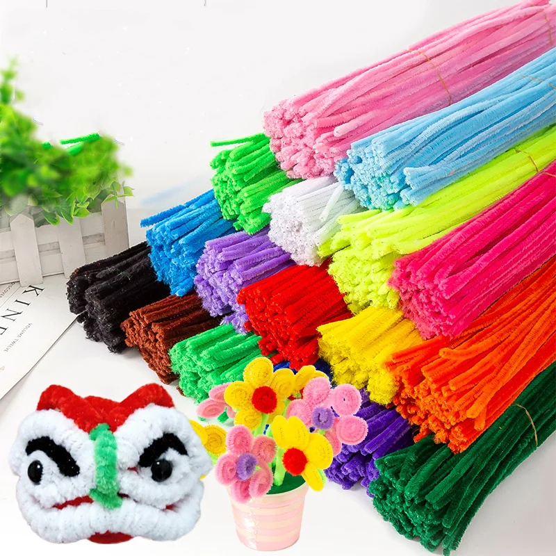 200pcs 30cm Chenille Stems Pipe Cleaners Kids Plush Educational Toy Colorful Pipe Cleaner Toys Handmade DIY Craft Supplies