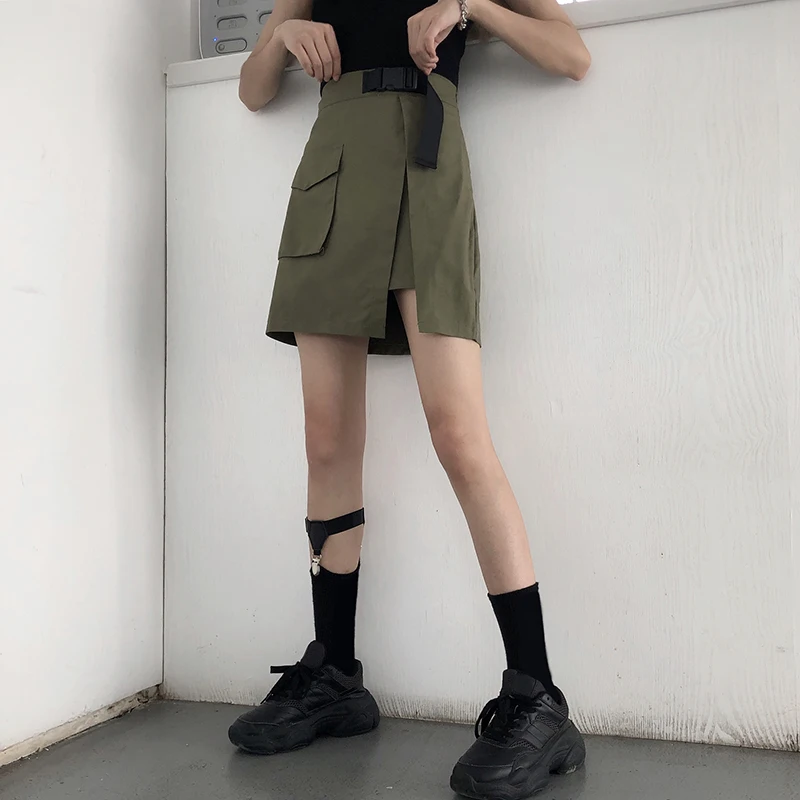 Повседневная Женская однотонная трапециевидная юбка в стиле Харадзюку