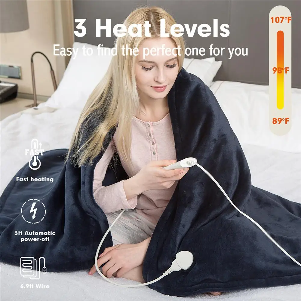 60x50 Inch Extra-large Electric Blanket Rapid Heating Double-layer Washable Rug Soft Flannel For Bedroom Living Room | Дом и сад