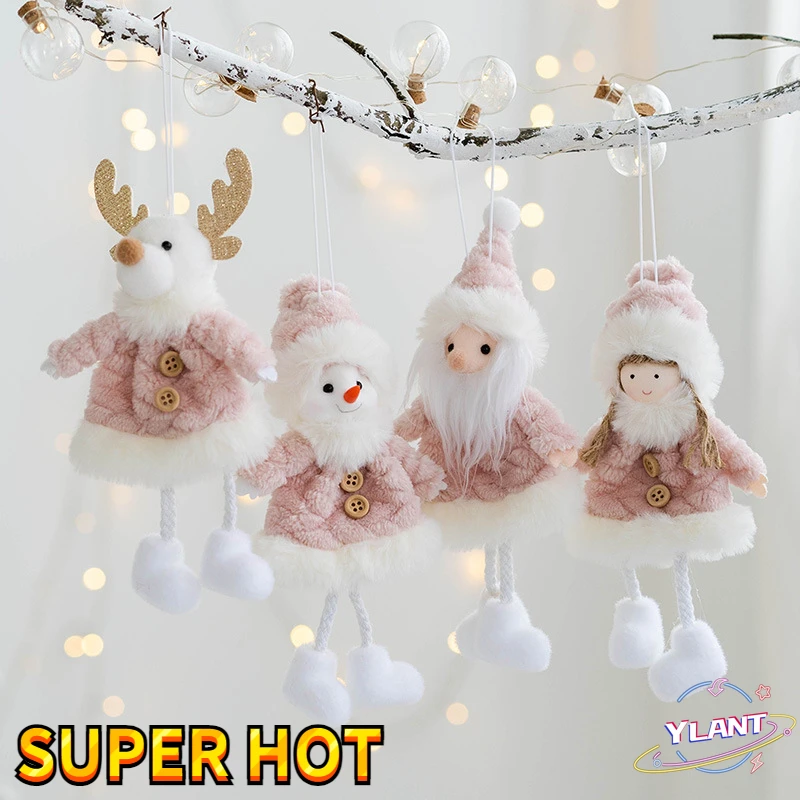

Розовая Рождественская плюшевая подвеска в виде ангела, девочки, снеговика, Санта-Клауса, снеговика, лось, кукла, украшения для рождественск...