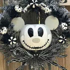 Осенний венок для Хэллоуина, 35 см, мультяшный мышонок, тыква, черный венок, подвесная дверь, садовый венок, домашнее украшение на Хэллоуин