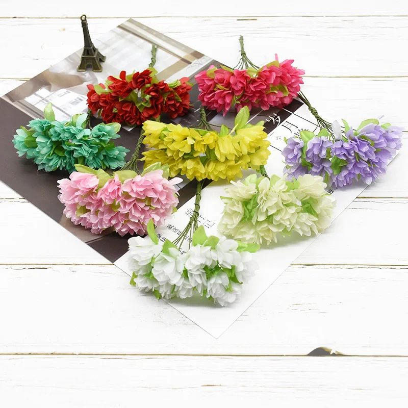 12 шт./лот шелковые цветы вишни искусственные маленькие Мини букет Маков для