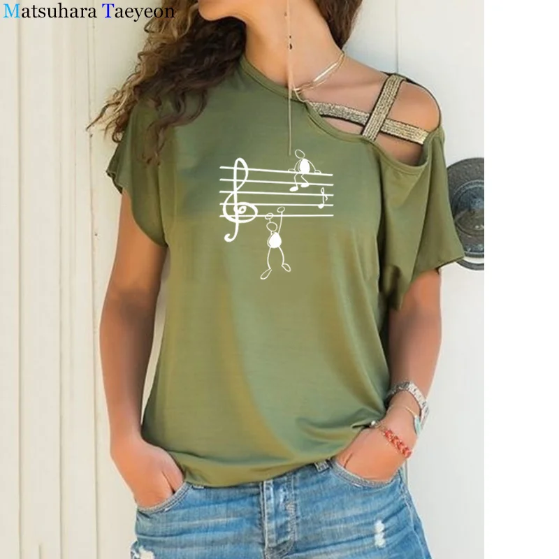 

Musical note funny tshirt cotton t shirts Casual Short Sleeve woman tees print top women clothes 2020 fashion Women's T-shirt