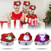 led christmas hat santa claus reindeer snowman xmas gifts cap light up cap warm hat for kids adult xmas gift new year navidad