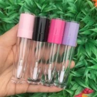 103050pcs 5ml clear plastic lip gloss tubes cosmetic 8ml empty lip gloss container with red purple black white lid wholesale