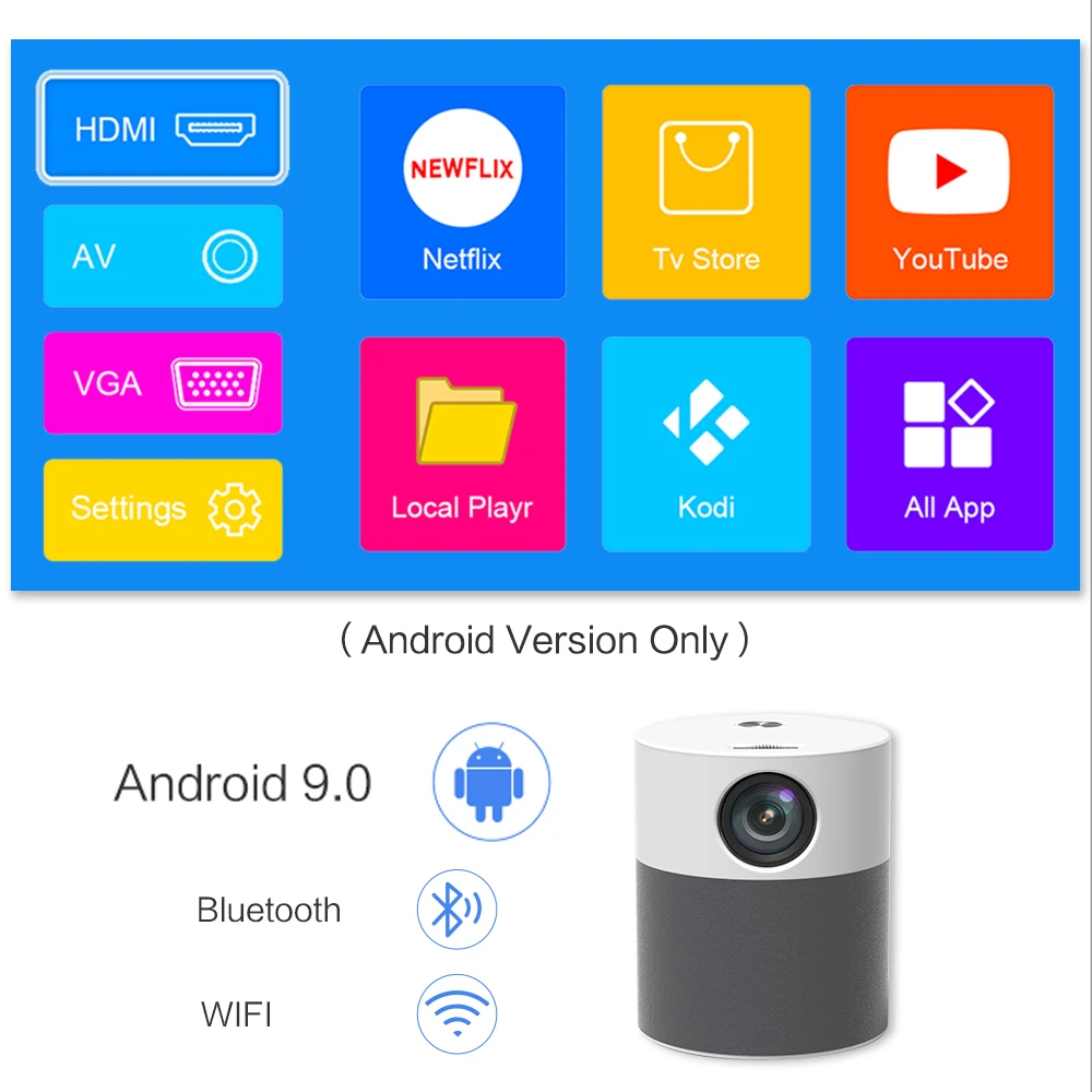 VEIDADZ M1 Android Wifi Smart Mini Projector Full HD 1080P Portable LED Projetor 4K Bluetooth Beamer 5000 Lumen Home Theater |