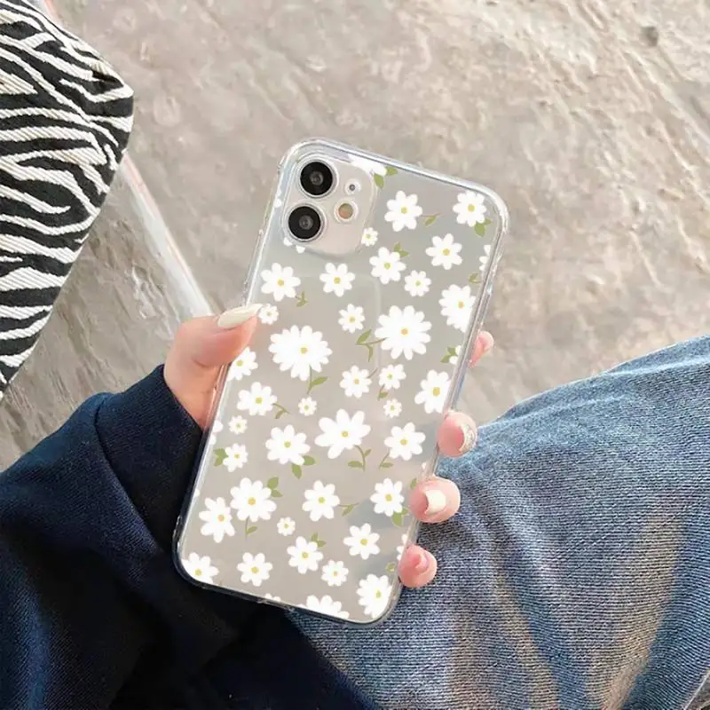 

Daisy Flower Phone Case Transparent for iPhone 12 11 mini pro XS MAX 6 6S 8 7 Plus X 5S SE 2020 XR