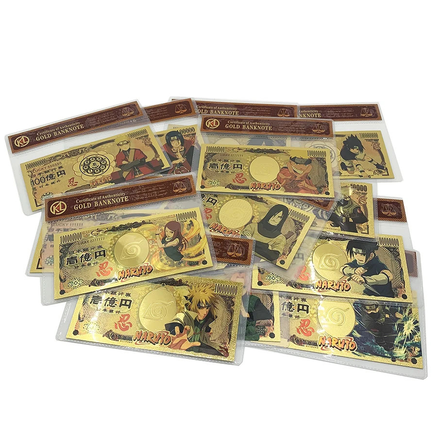 Japanese Anime Namikaze-Sasuke-NARUTOo Yen playing cards Gold plastic Banknote for classic manga childhood memory Collection | Дом и сад