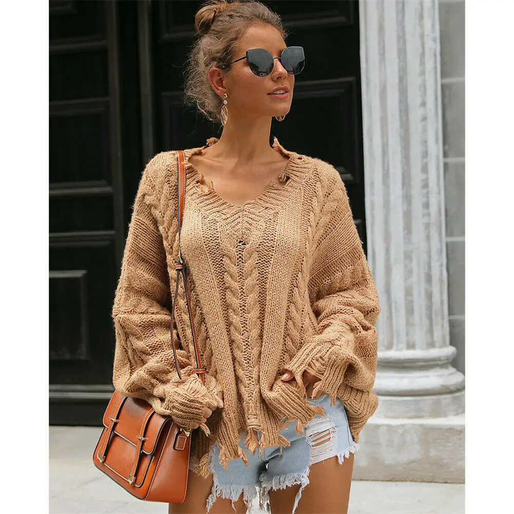 Women Fashion Casual V Neck Sweaters Autumn Ladies Long Sleeve Tops | Женская одежда