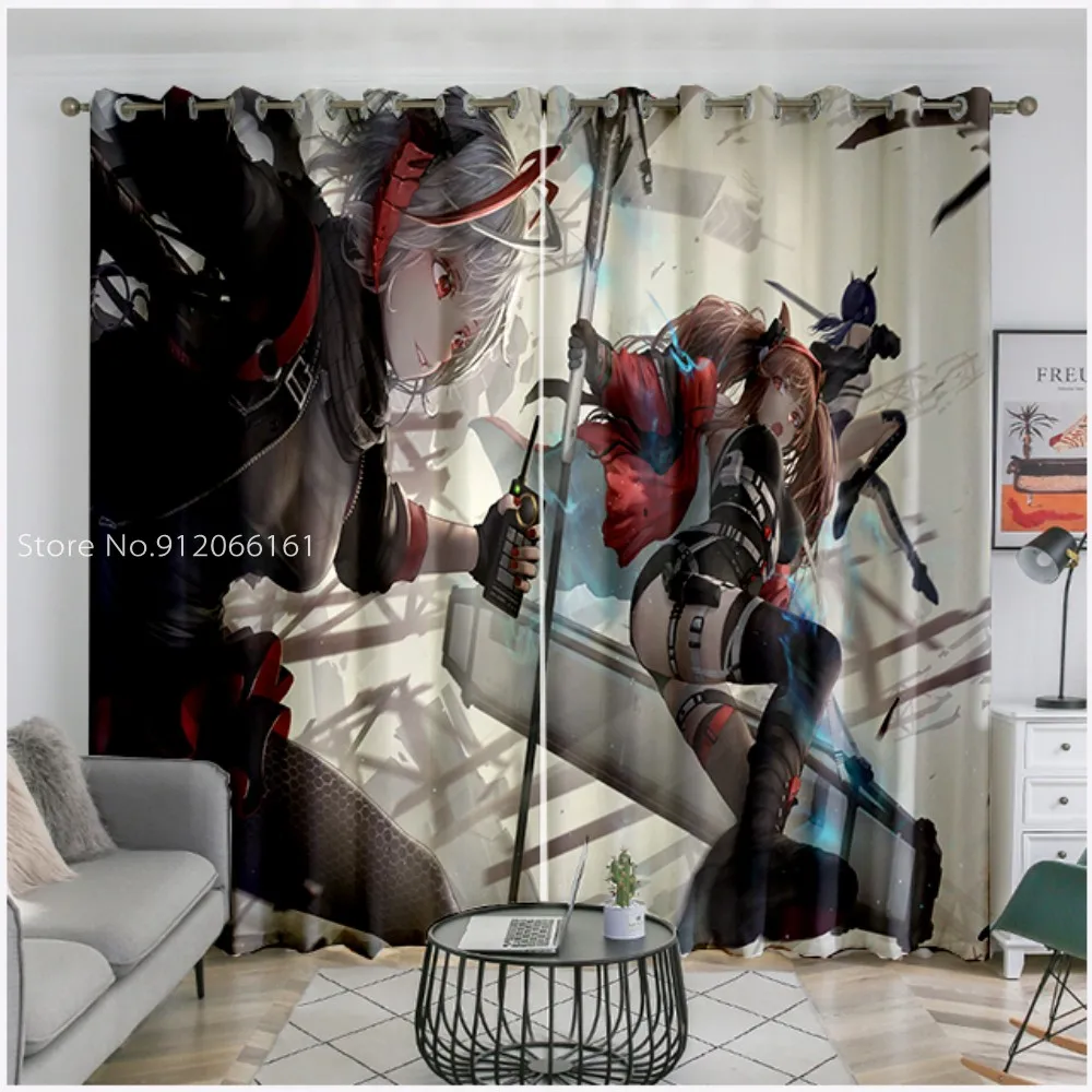 

Arknights Anime Microshading Background Window Curtain Homestay Hotel Decoration Curtains Windows Bay Flat Window 1/2 Piece