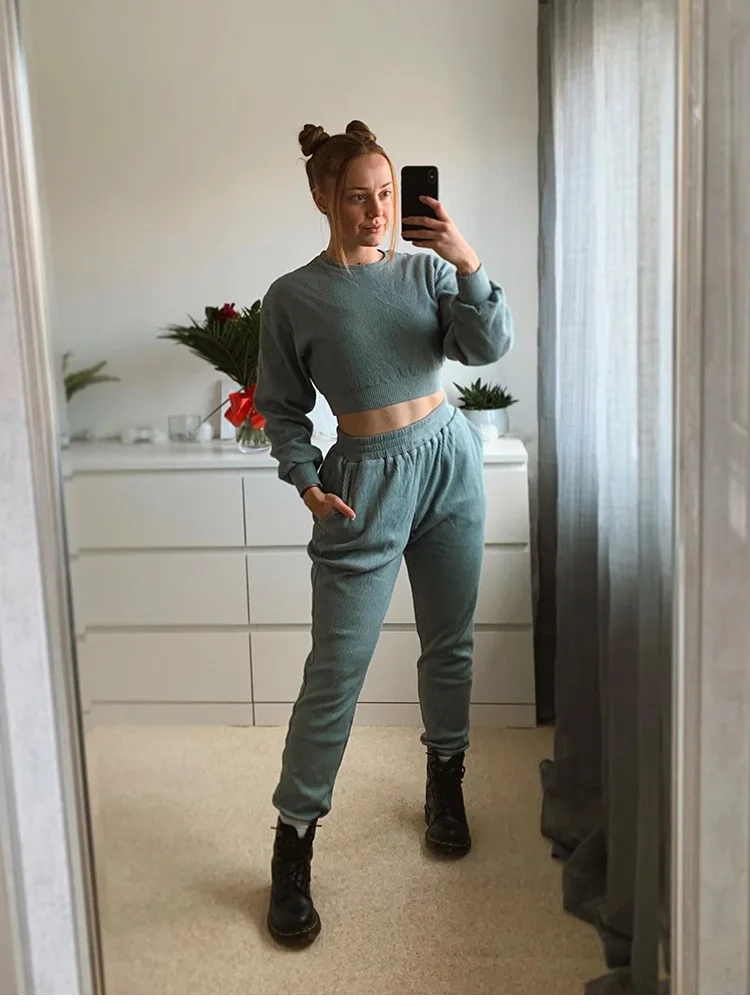 

2021 autumn and winter new women's casual fashion long sleeved blouse trousers two-piece suit