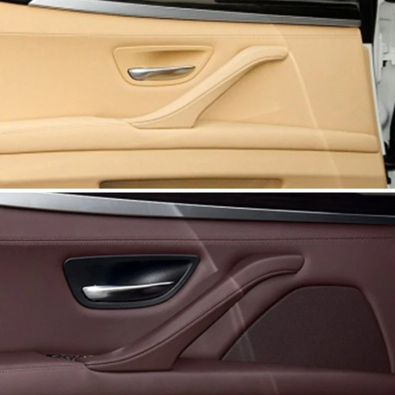 3Pc/Set Car Interior Inner Door Handle Genuine Leather Panel Pull For BMW 5 Series F10 F11 F18 520i 525i 528i 530i 10-17 LHD RHD |