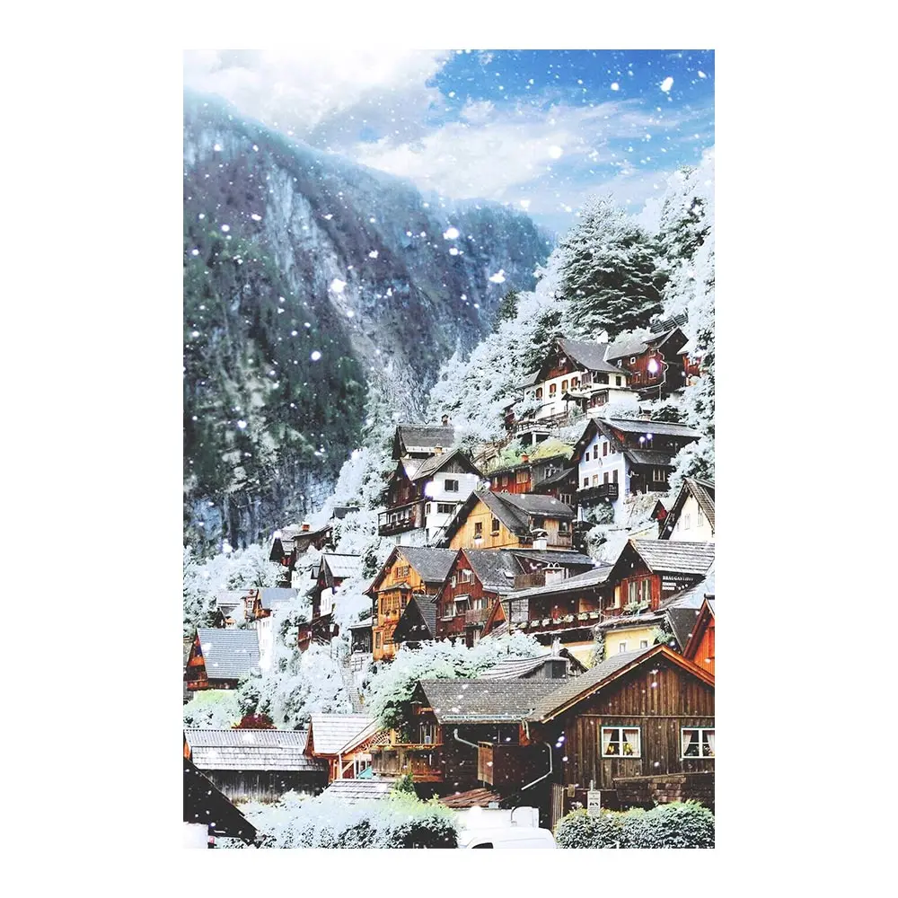Алмазная картина Снежная гора деревянный дом пейзаж круглый полный дрель Nouveaute DIY