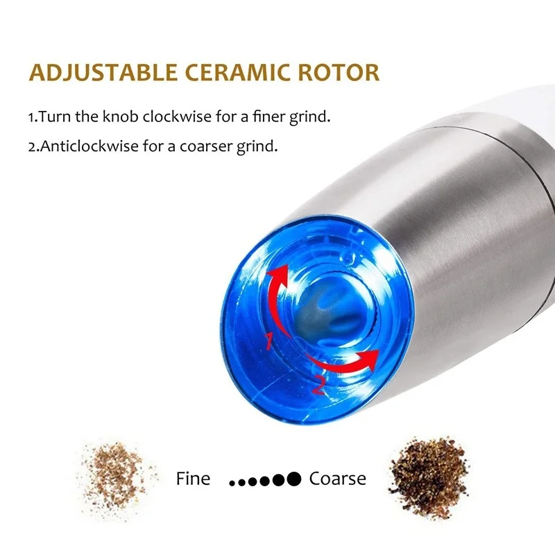 Billig Elektrische Mixer Pfeffer Mühle Edelstahl Automatische Schwerkraft Induktion Salz Pfeffer Grinder Kitchen Spice Grinder Werkzeug Für Kraut