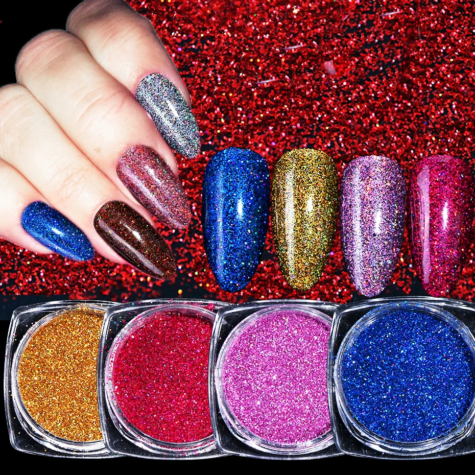 Голографический блестящий для ногтей порошок мерцающий лазерный хромированный