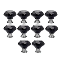 black 10pcs 30mm crystal glass cabinet knobs diamond shape drawer kitchen cabinets dresser cupboard wardrobe pulls handles