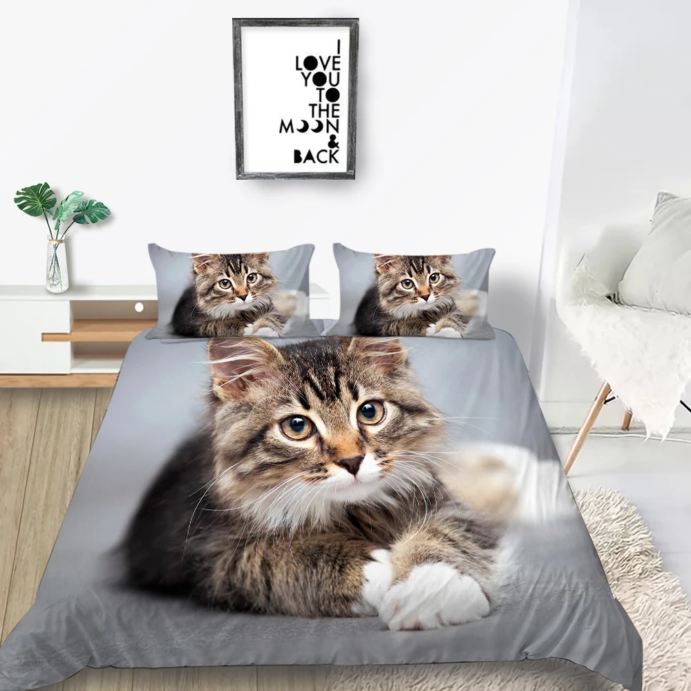Комплект постельного белья с изображением спящего кота милый удобный комплект