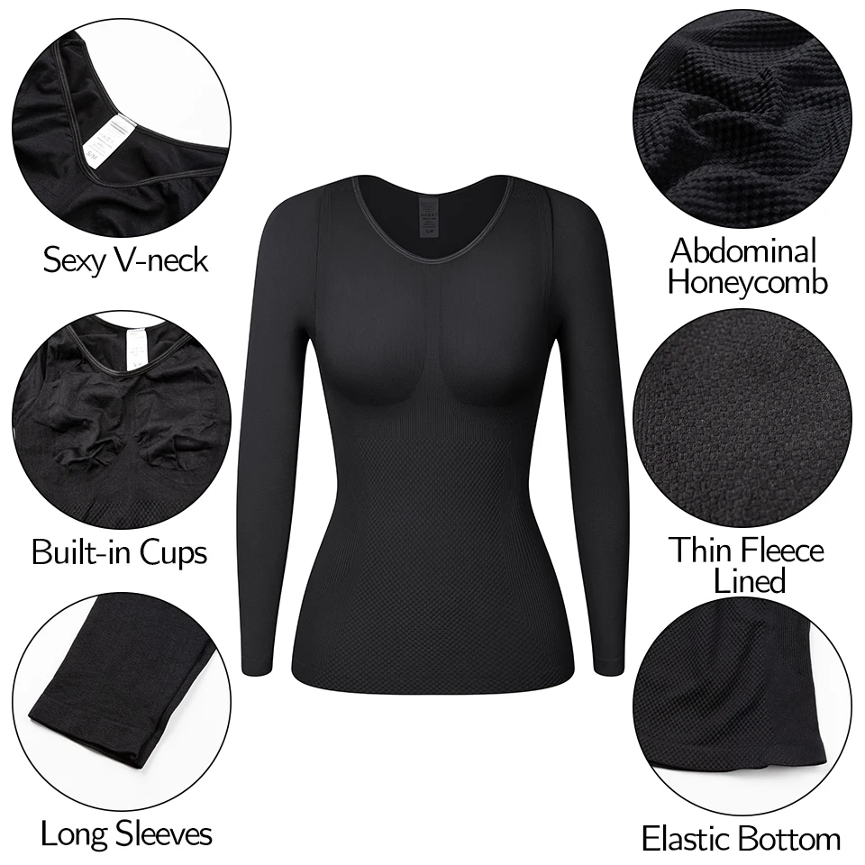 Термобелье топы для женщин с флисовой подкладкой термальный базовый слой s