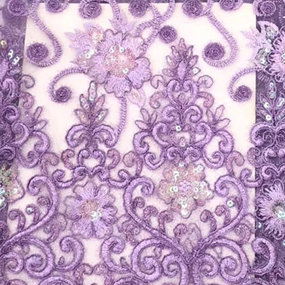 Анна французские пайетки кружевная ткань 2020 Высокое качество фиолетовая вышивка
