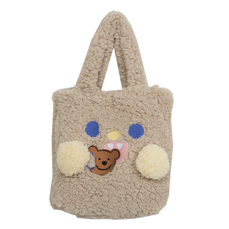 

Women Cute Plush Tote Luxury Handbags Faux Fur Shoulder Messenger Bags Female Fluffy Warm Makeup Bag Canvas Purses Wrist Bag