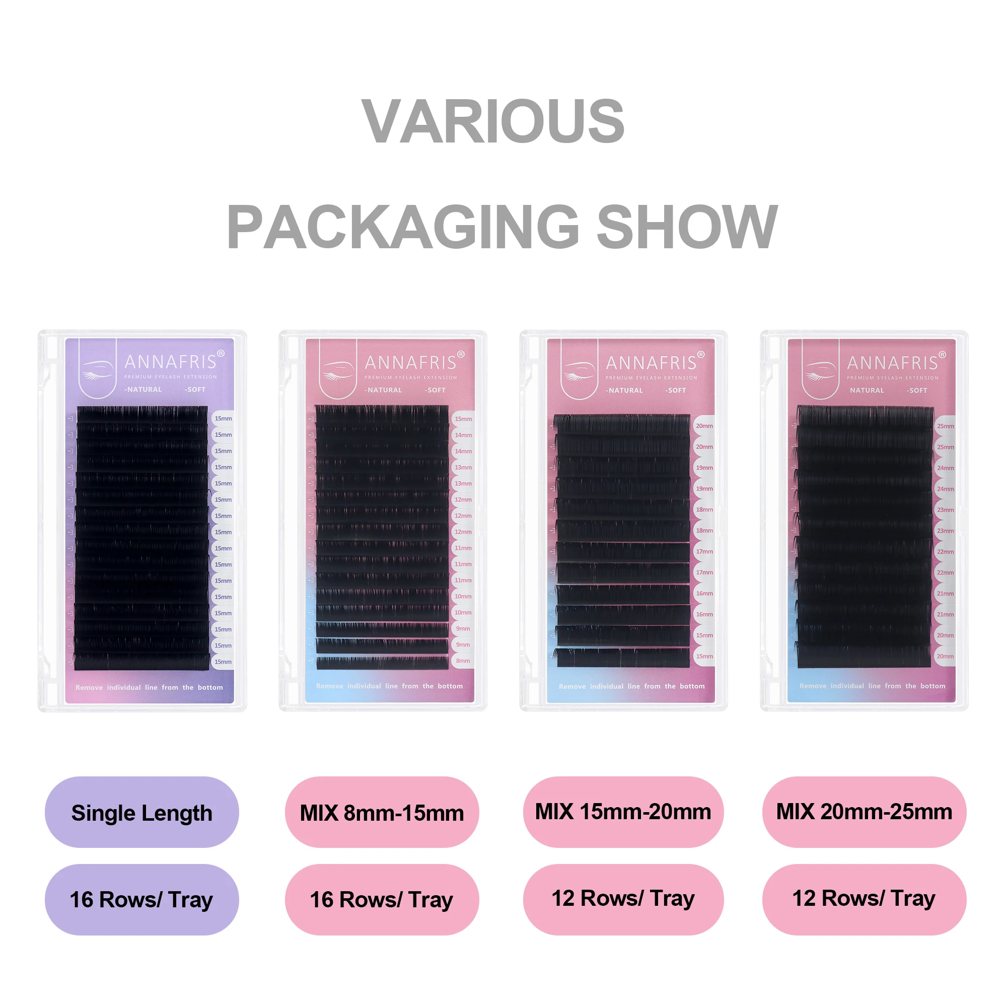 Накладные ресницы ANNAFRIS из искусственной норки корейские натуральные матовые