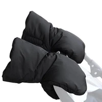 windproof snowproof fleece hand muff winter extra thick hand warmer for pushchair pram stroller buggy baby carriage black