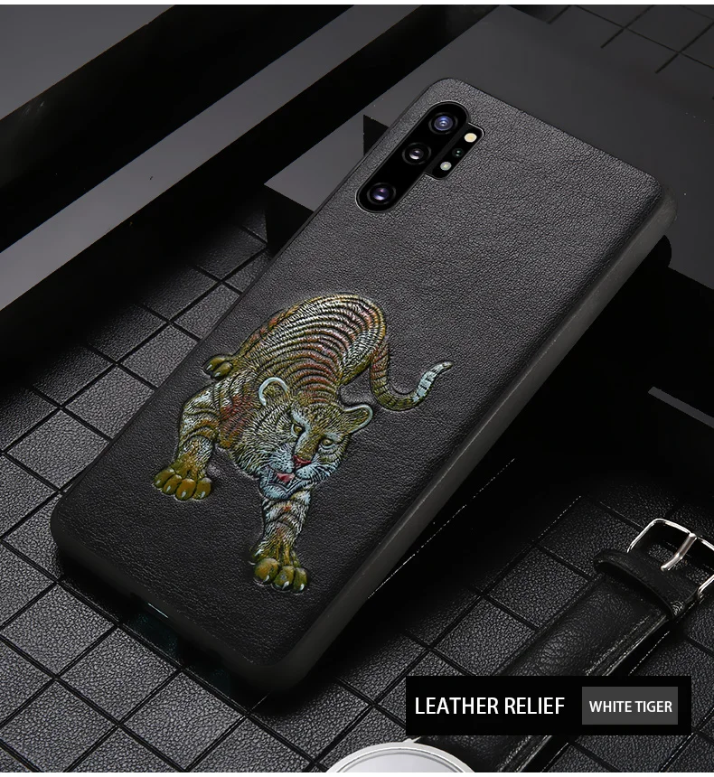 Чехол для телефона из натуральной кожи для samsung note 10 plus 10+ 3D рельефный нескользящий противоударный чехол для Galaxy note 10 plus