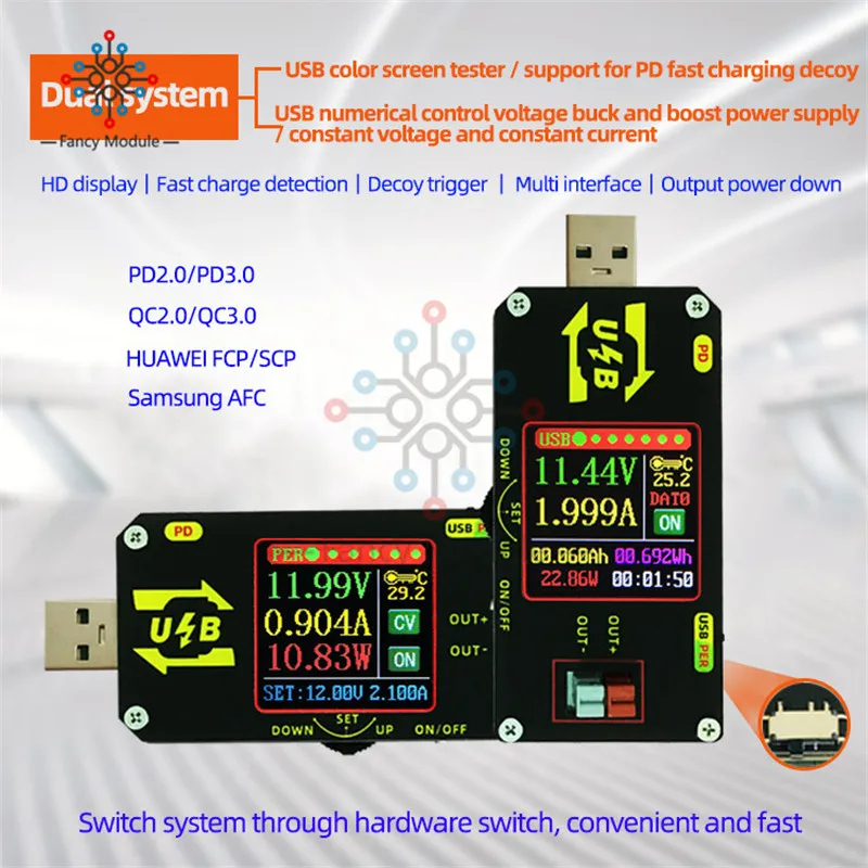 

USB-тестер для зарядки с цветным экраном, с числовым управлением