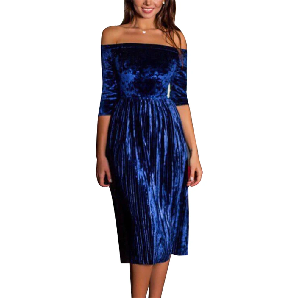 SUNGIFT женское бархатное платье с полукруглой кромкой Осеннее вечернее