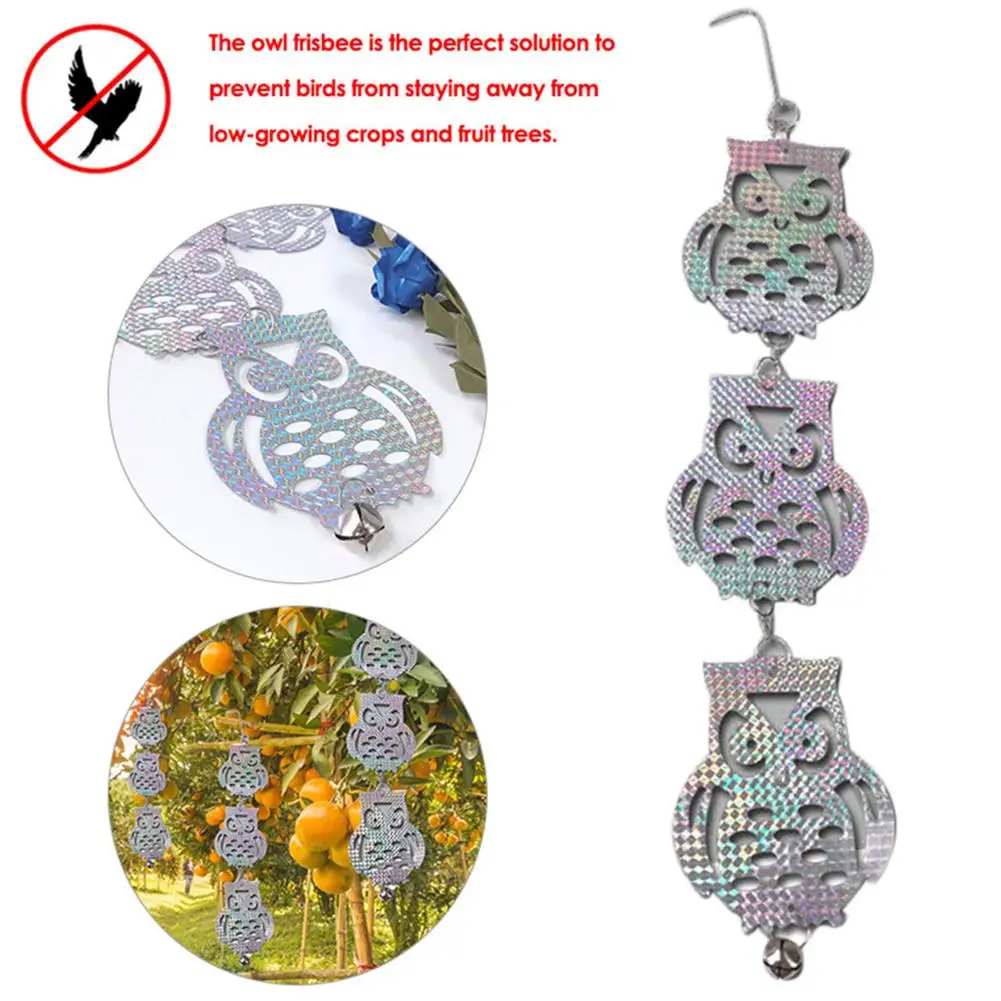 

New Bird Repelling Pendant Horrible Hanging Flash Owl Shaped Birds Scarer Glowing Bird Repeller Stripes For Garden Farm Orchard