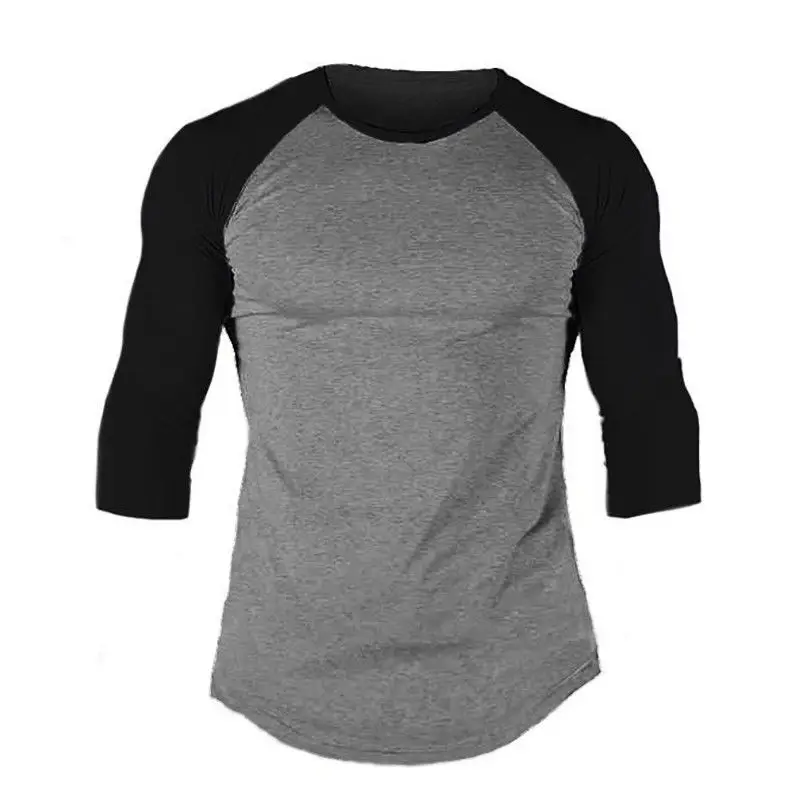 

Fashion Men 3/4 Sleeve Raglan Shoulder Baseball Slim Fit O-Neck T-Shirt Summer Casual Crew Neckline Shirt Male Large Size M-2XL