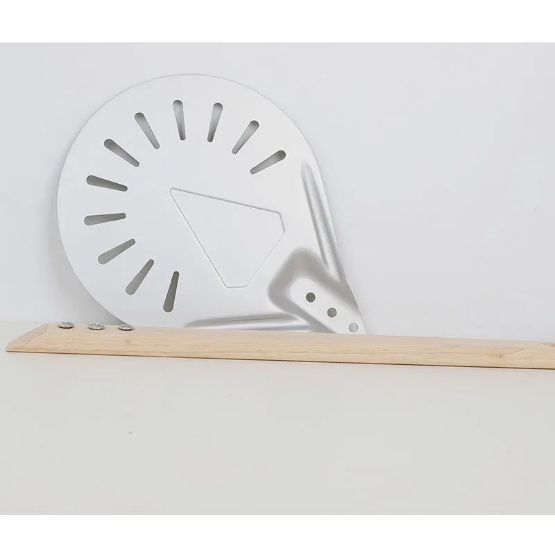 

6pcs Pizza Turning Small Pizza Peel Paddle Short Round Pizza Tool Wooden Handle 7 8 9 inch Perforated Pizza Shovel Aluminum