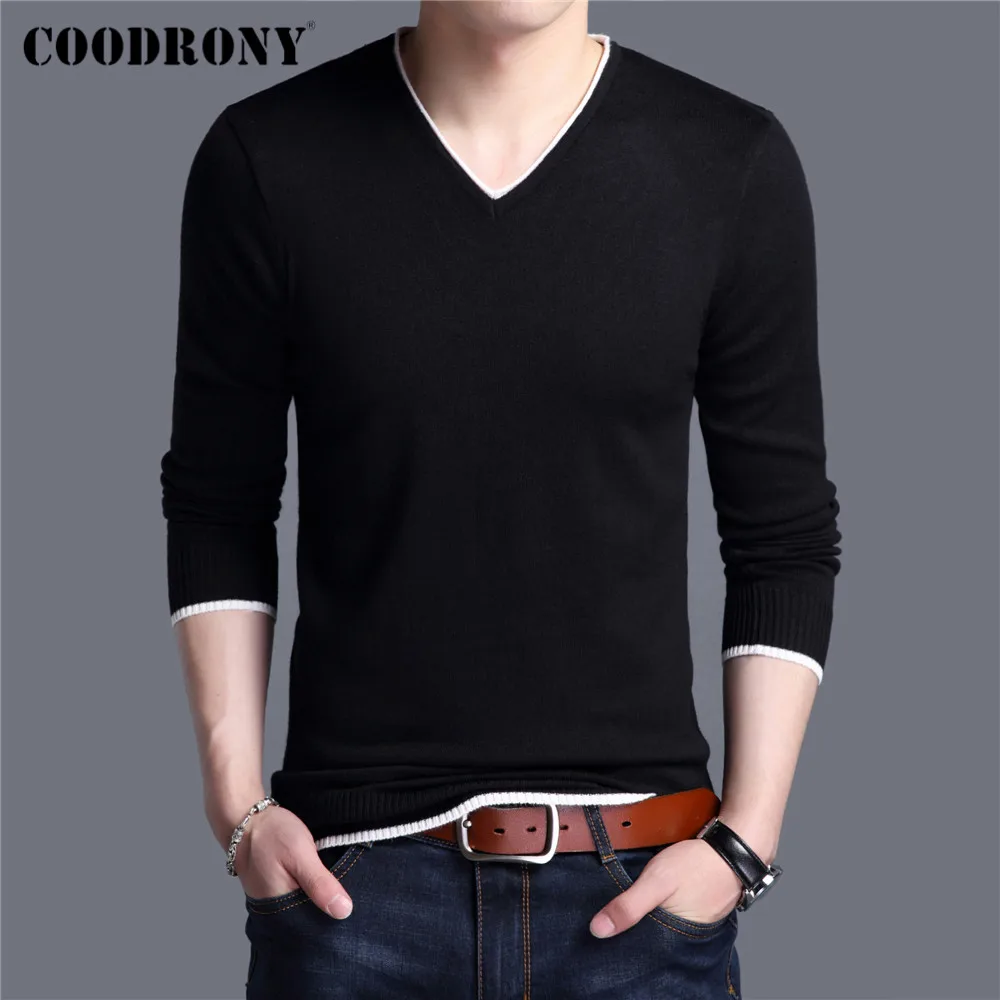 aliexpress - COODRONY Brand Spring Autumn New Arrival Soft Cotton Sweater Casual V-Neck Pull Homme Knitwear Pullover Men Clothes Jersey C1001