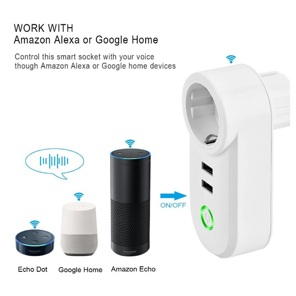 Wifi Smart Россия Корея Европа вилка с двумя портами usb синхронизации розетка