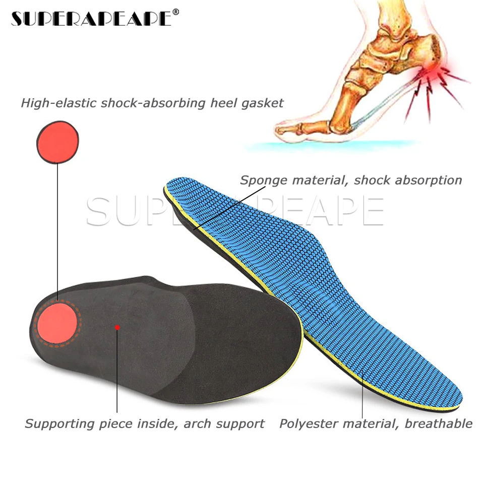 High Quality Severe Flat feet insoles Orthotic Arch Support Foot Massage Inserts Orthopedic Shoes Insoles Heel Pain Men Woman