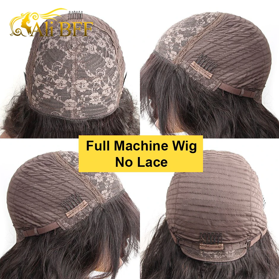 Перуанские человеческие волосы волна человеческих волос парики с челкой полная