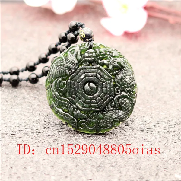 Китайский Натуральный Черный Зеленый Нефритовый дракон феникс кулон бусины