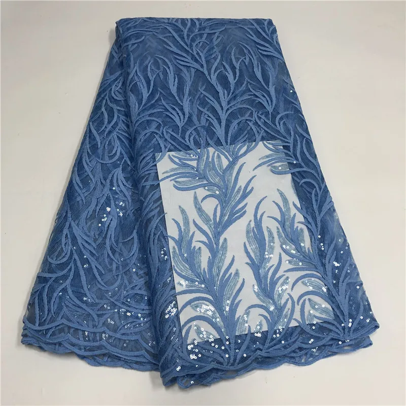 

2021 sequins Lace Handmade Fabric French Wedding Dress Latest Nigeria Cotton Embroidery White Good Price With sequine New