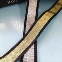 25mm width shiny silver golden silk stripe tape lace trim clothing side ribbon band braid jacquard webbing diy sewing accessory