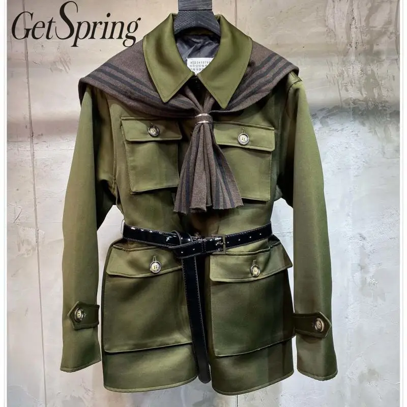 Getвесеннее Женское пальто из кусков с длинным рукавом Женская куртка однобортная