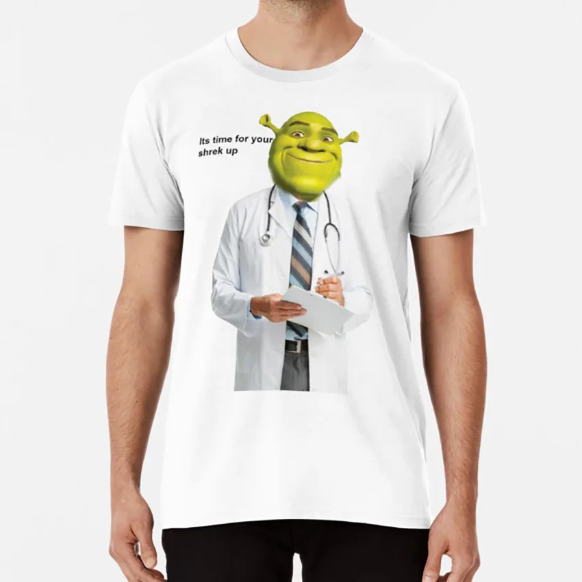 Белый Футболка Shrek Check up meme shrek memes dank memes doctor swamp phototshop edits - Цвет: Белый