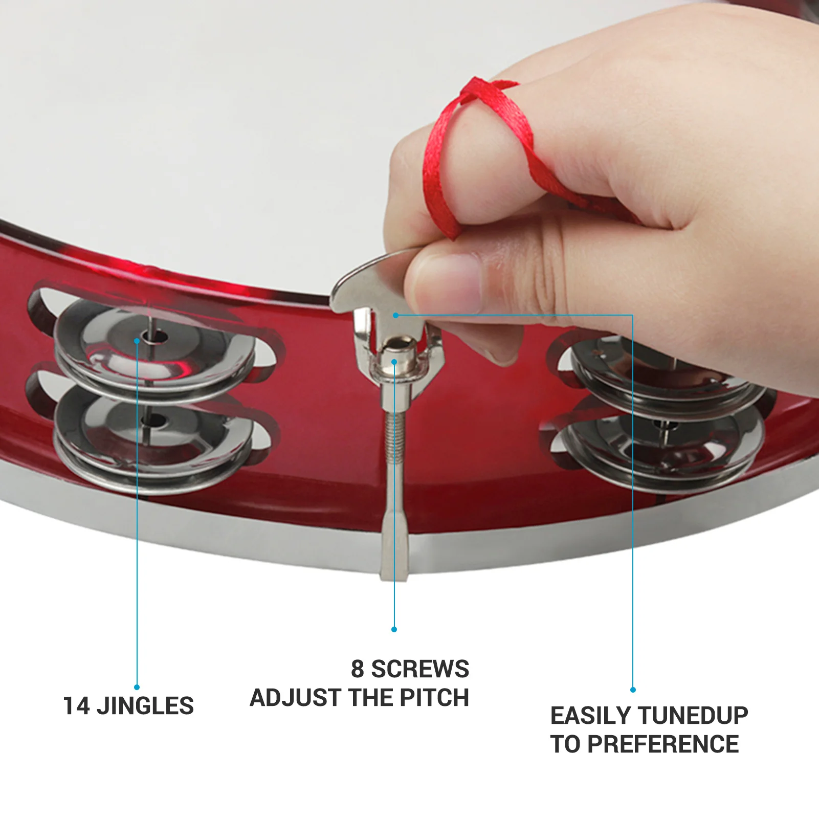 

10 Inch Handheld Tambourine Double Row Tambourine Drum Set Percussion Instrument Musical Educational Toy Instrument for Church